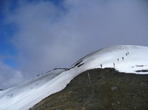 Hiking to the summit