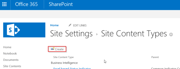 Create content type in Content Type Hub